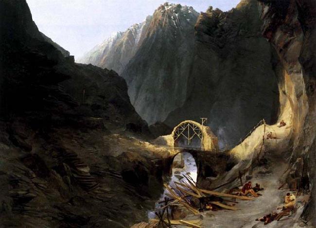 Karl Blechen Building the Devil-s Bridge oil painting image
